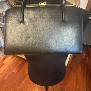 Vintage Marchioness Black Leather Handbag with Suede Inside!